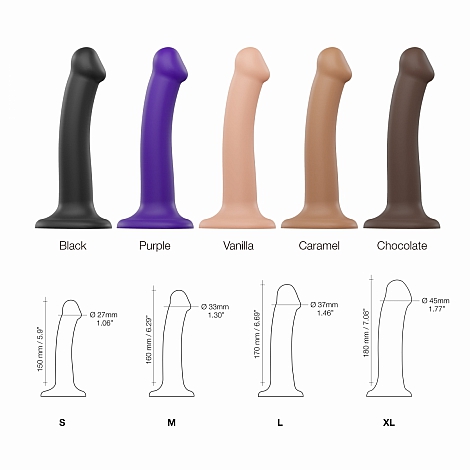 Гибкий фаллоимитатор шоколадный Strap-on-me Dual Density, S