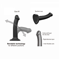 Гибкий фаллоимитатор шоколадный Strap-on-me Dual Density, S