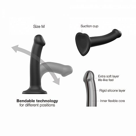 Гибкий фаллоимитатор шоколадный Strap-on-me Dual Density, S