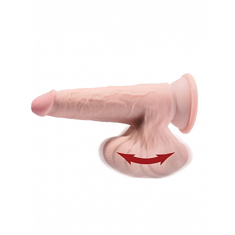 Фаллоимитатор на присоске с подвижной мошонкой King Cock Plus 8 Triple Density