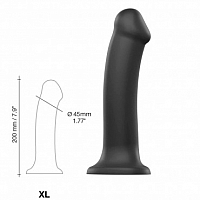 Гибкий фаллоимитатор черный Strap-on-me Dual Density, XL