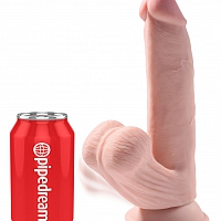 Фаллоимитатор на присоске с подвижной мошонкой King Cock Plus 8 Triple Density