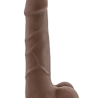 Фаллоимитатор шоколадного цвета из нежного материала Derrick, 17 см