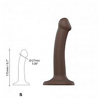 Гибкий фаллоимитатор шоколадный Strap-on-me Dual Density, S