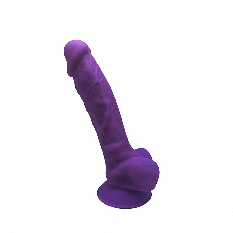 Фаллоимитатор фиолетовый на присоске с мошонкой SileXD Model 1, 17,5 см