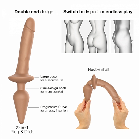 Фаллоимитатор Strap-On-Me Realistischer Dildo Switch Plug-In Caramel, XXL