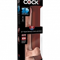 Фаллоимитатор на присоске Тройная плотность King Cock Plus 12 Triple Density Cock with Balls - Flesh