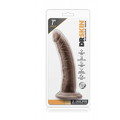 Фаллоимитатор на присоске Dr. Skin Plus Realistic Cock Chocolate 7", 19 см
