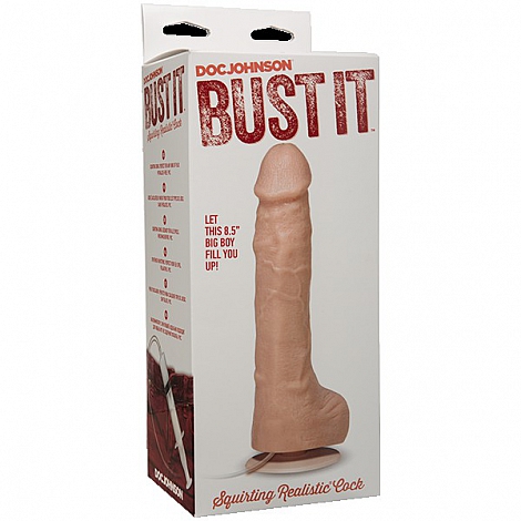 Фаллоимитатор реалистик на присоске с семяизвержением Bust It Squirting Realistic Cock White