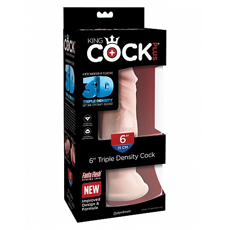 Фаллоимитатор на присоске King Cock Plus 6" Triple Density Cock - Flesh (небольшой дефект поверхности)