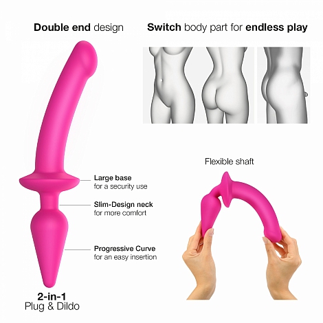 Фаллоимитатор Strap-On-Me Switch Plug-In Semi Fuchsia, S