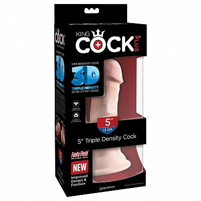 Фаллоимитатор на присоске King Cock Plus 5" Triple Density Cock - Flesh
