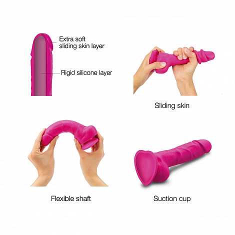 Фаллоимитатор с подвижной кожей Strap-on-me Sliding Skin фуксия, M