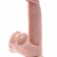 Фаллоимитатор на присоске с подвижной мошонкой King Cock Plus 8 Triple Density