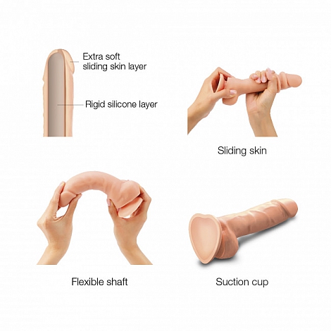 Фаллоимитатор с подвижной кожей телесный Strap-on-me Sliding Skin, S