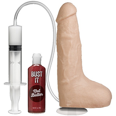 Фаллоимитатор реалистик на присоске с семяизвержением Bust It Squirting Realistic Cock White