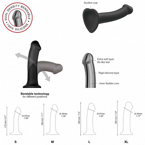 Гибкий фаллоимитатор Strap-on-me Dual Density, M