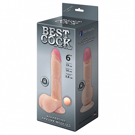 Фаллоимитатор неоскин на присоске Best Cock 6", 19 см