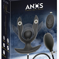 Надувная анальная пробка с вибрацией и с пультом ДУ