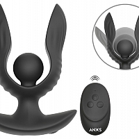 Надувная анальная пробка с вибрацией и с пультом ДУ