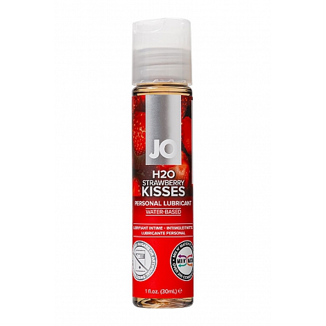 Лубрикант со вкусом клубники JO Flavored H2O Strawberry Kiss, 30 мл