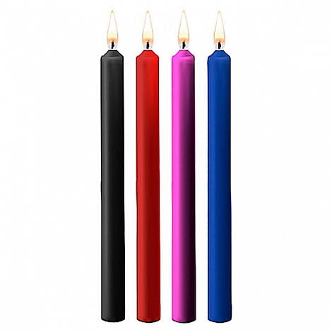 Набор разноцветных восковых BDSM-свечей Teasing Wax Candles Large, 4 шт
