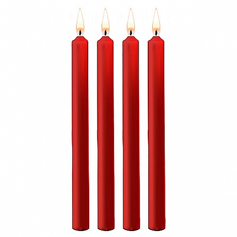 Набор восковых BDSM-свечей Teasing Wax Candles Large красный, 4 шт