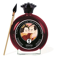 Декоративная крем-краска для тела и боди-арта с кисточкой Shunga "Шампанское и клубника", 100 мл
