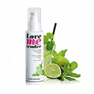 Съедобное массажное масло с разогревающим эффектом и вкусом мохито Love Me Tender, 100 мл