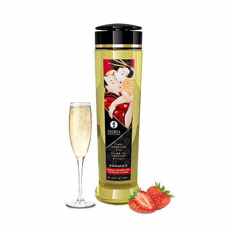 Масло массажное "Клубничное шампанское" Shunga Erotic Massage Oil Romance, 240 мл