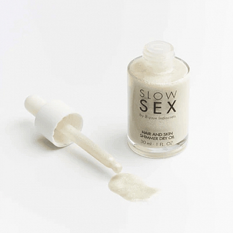 Масло для тела и волос с шиммером Bijoux Indiscrets Hair and Skin Shimmer Dry Oil Slow Sex, 30 мл