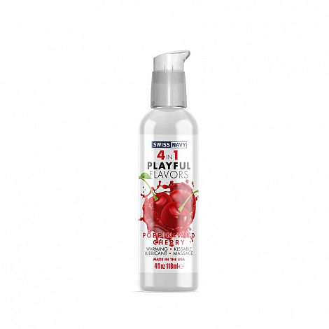 Массажный гель для тела 4 в 1 со вкусом вишни Swiss Navy Playful flavors Poppin Wild Cherry, 118 мл