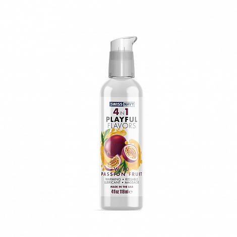Массажный гель для тела 4 в 1 со вкусом маракуйи Swiss Navy Playful flavors Wild Passion Fruit, 118 мл