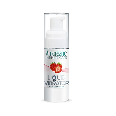 Жидкий вибратор со вкусом клубники Amoreane Strawberry, 30 мл