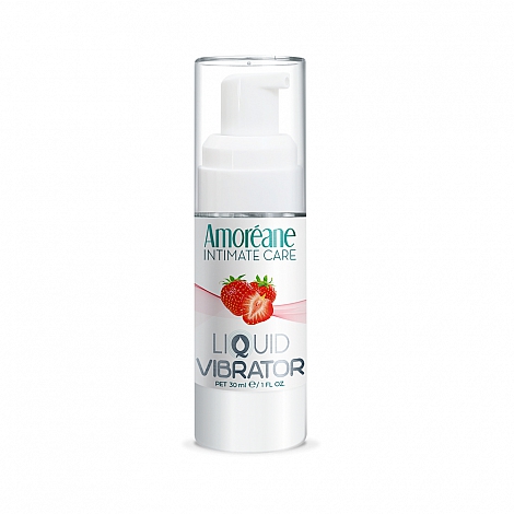 Жидкий вибратор со вкусом клубники Amoreane Strawberry, 30 мл