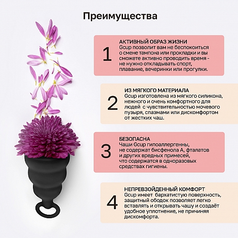 Менструальная чаша с защитой от протечек Gvibe Gcup Black