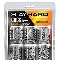Набор из 6 эластичных рельефных насадок на пенис Stay Hard Cock Sleeve Kit