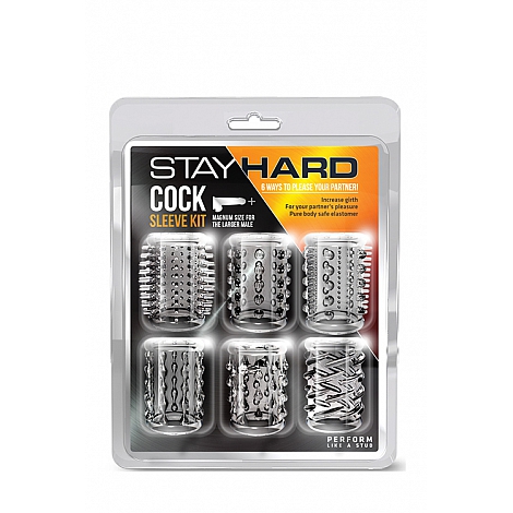 Набор из 6 эластичных рельефных насадок на пенис Stay Hard Cock Sleeve Kit