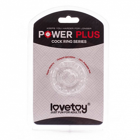 Эрекционное кольцо прозрачное рельефное Power Plus