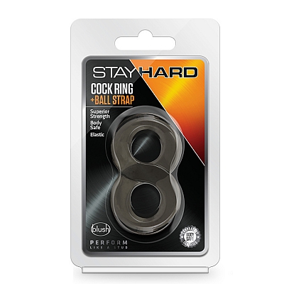 Двойное эластичное эрекционное кольцо Stay Hard Cock Ring Black