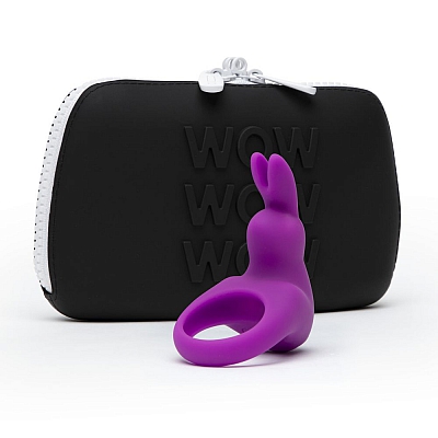 Эрекционное кольцо с вибрацией в кейсе фиолетовое Happy Rabbit Cock Ring Kit