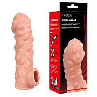 Насадка на фаллос с бугорками и отверстием для мошонки, размер M, Kokos Cock Sleeve 003