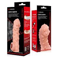 Насадка на фаллос с бугорками и отверстием для мошонки, размер M, Kokos Cock Sleeve 003