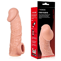 Насадка на фаллос с бугорками и отверстием для мошонки, размер L, Kokos Cock Sleeve 001