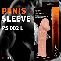 Насадка реалистик на фаллос с пупырышками, размер L, Kokos Penis Sleeve 02