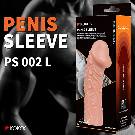 Насадка реалистик на фаллос с пупырышками, размер L, Kokos Penis Sleeve 02