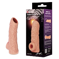 Насадка с подхватом мошонки на фаллос с открытой головкой, размер L, Kokos Nude Sleeve 001