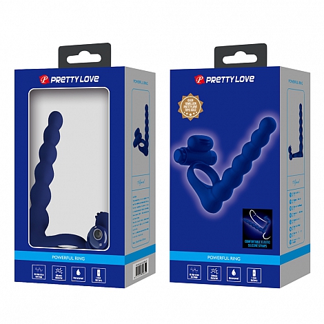 Эрекционное кольцо с вибрацией и анальной елочкой Hercules Penis Sheath III