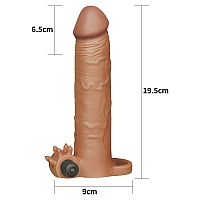 Насадка на пенис реалистик с вибропулей Add 3 Pleasure X Tender Vibrating Penis Sleeve Brown