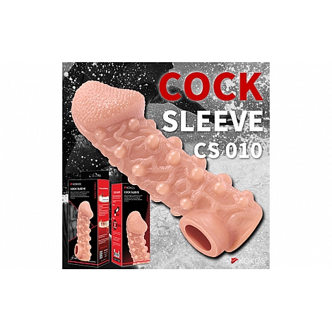 Насадка на фаллос с шариками и отверстием для мошонки, размер M, Kokos Cock Sleeve 010